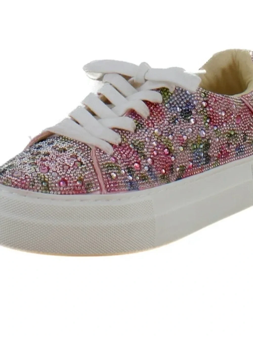 Betsey Johnson Pink Crystal Floral Platform Sneakers - Picture 3 of 6